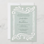 Elegant in reliëfdruk Jade Green Wedding Invitatio Kaart (Voorkant)