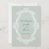 Elegant in reliëfdruk Jade Green Wedding Invitatio Kaart (Achterkant)