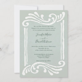 Elegant in reliëfdruk Jade Green Wedding Invitatio Kaart
