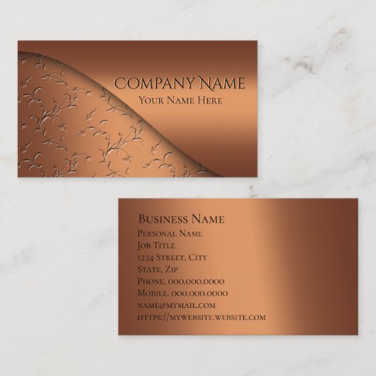 Elegant in reliëfdruk koper Moderne zakelijke bedr Visitekaartje (Voorkant / Achterkant)