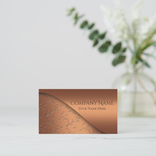 Elegant in reliëfdruk koper Moderne zakelijke bedr Visitekaartje (Staand voorkant)