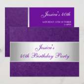 Elegant in reliëfdruk Paars Paisley White Party 2 Kaart (Voorkant / Achterkant)