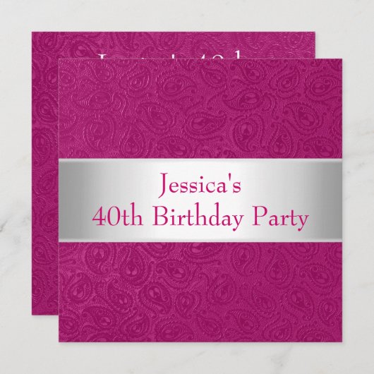 Elegant in reliëfdruk roze witte partij kaart (Voorkant / Achterkant)