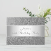 Elegant in reliëfdruk Silver Paisley White Kaart (Staand voorkant)