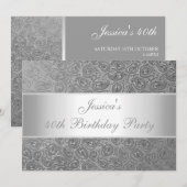 Elegant in reliëfdruk Silver Paisley White Kaart (Voorkant / Achterkant)