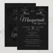 Elegant in zwart maskerade partij kaart (Voorkant / Achterkant)