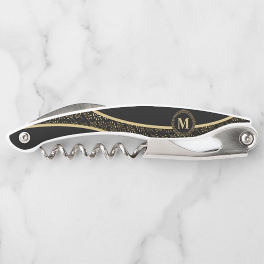 Elegant in zwart-wit en goudgroot klassieke monogr kurkentrekker (Achterkant)