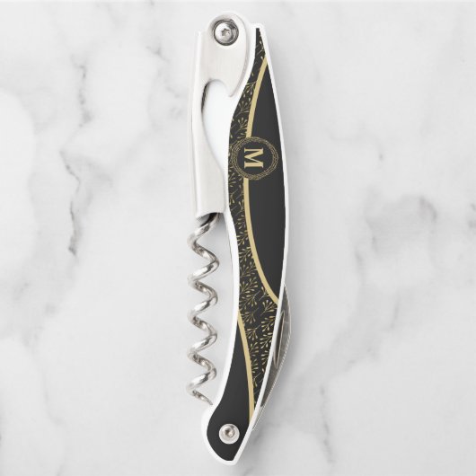 Elegant in zwart-wit en goudgroot klassieke monogr kurkentrekker (Voorkant)