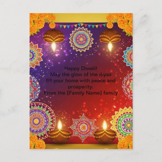 Elegant Indiaas Diwali Rangoli Briefkaart (Voorkant)