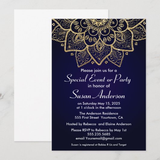 Elegant Indian Design Invitation Kaart (Voorkant / Achterkant)