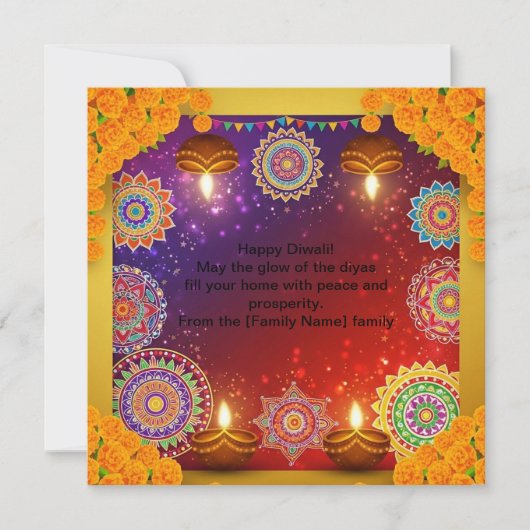 Elegant Indian Diwali Rangoli Flat Card Feestdagenkaart (Voorkant)