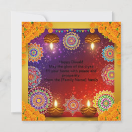 Elegant Indian Diwali Rangoli Flat Card Feestdagenkaart