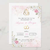 Elegant Indian Floral Verloving Uitnodiging (Voorkant / Achterkant)