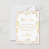 elegant indian goud geometrisch dank je bruiloft notitiekaartje (Voorkant)