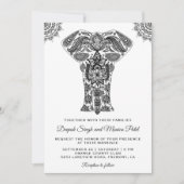 Elegant Indian Henna Elephant Wedding Invitation Kaart (Voorkant)
