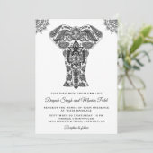 Elegant Indian Henna Elephant Wedding Invitation Kaart (Staand voorkant)