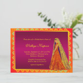 Elegant Indian Wedding Damask Vrijgezellenfeest In Kaart (Staand voorkant)
