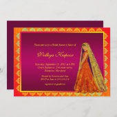 Elegant Indian Wedding Damask Vrijgezellenfeest In Kaart (Voorkant / Achterkant)