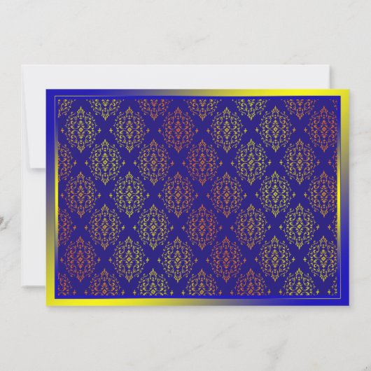 Elegant Indian Wedding Damask Vrijgezellenfeest In Kaart (Achterkant)