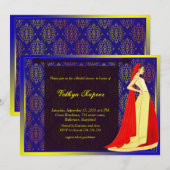 Elegant Indian Wedding Damask Vrijgezellenfeest In Kaart (Voorkant / Achterkant)