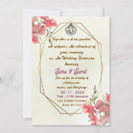 Elegant Indian Wedding Reception Party Invitation Kaart