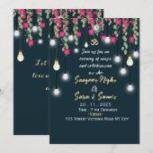 Elegant Indian Wedding Sangeet Ceremony Invitation Kaart (Voorkant / Achterkant)