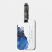 Elegant Indigo Abstracte Waterverf Gepersonaliseer Bagagelabel (Achterkant verticaal)