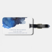 Elegant Indigo Abstracte Waterverf Gepersonaliseer Bagagelabel (Achterkant horizontaal)