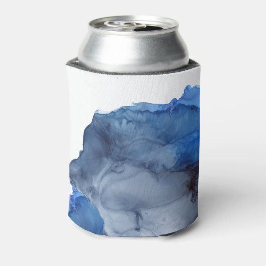 Elegant Indigo Abstracte Waterverf Wedding Custom Blikjeskoeler (Blikje Achterkant)