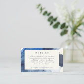 Elegant Indigo Abstracte Waterverf Wedding Details Informatiekaartje (Staand voorkant)