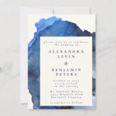 Elegant Indigo Abstracte Waterverf Wedding Kaart (Voorkant)