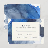 Elegant Indigo Abstracte Waterverf Wedding Meal RSVP Kaartje (Voorkant / Achterkant)