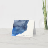 Elegant Indigo Abstracte Waterverf Wedding Name Bedankkaart (Voorkant)