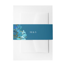 Elegant Indigo Blauw Bloemen Waterverf Handbeschil Uitnodigingen Wikkel