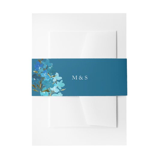 Elegant Indigo Blauw Bloemen Waterverf Handbeschil Uitnodigingen Wikkel (Voorkant Voorbeeld)