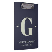 Elegant Indigo Blauw Wit Trendy Monogram Sjabloon Klembord (Rechts)