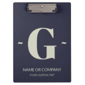 Elegant Indigo Blauw Wit Trendy Monogram Sjabloon Klembord (Voorkant)