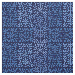 Elegant Indigo Blue Arts en Crafts Floral Garden Stof