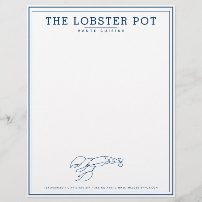 Elegant Indigo Blue Lobster/Seafood Restaurant Briefhoofd (Voorkant)