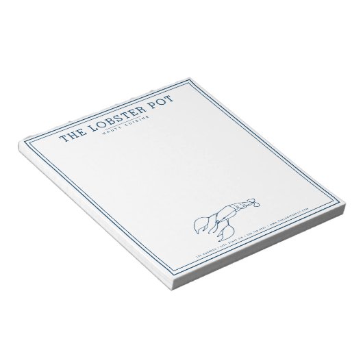 Elegant Indigo Blue Lobster/Seafood Restaurant Notitieblok (Schuin)