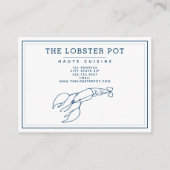 Elegant Indigo Blue Lobster/Seafood Restaurant Visitekaartje (Voorkant)