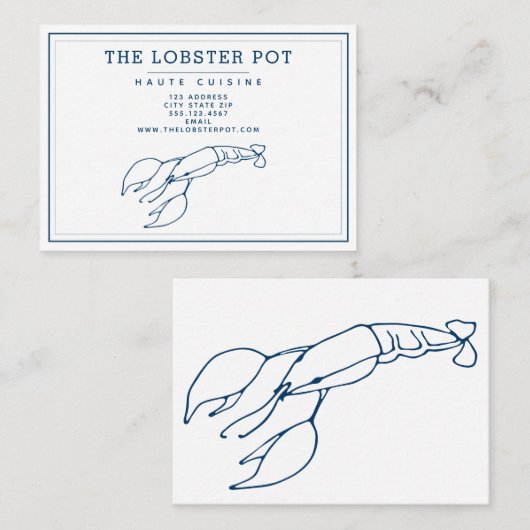 Elegant Indigo Blue Lobster/Seafood Restaurant Visitekaartje (Voorkant / Achterkant)