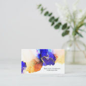 Elegant Indigo Blue Oranje Gold Visitekaartje (Staand voorkant)