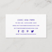 Elegant Indigo Blue Oranje Gold Visitekaartje (Achterkant)