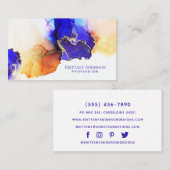 Elegant Indigo Blue Oranje Gold Visitekaartje (Voorkant / Achterkant)