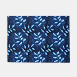 Elegant Indigo Blue Plant Patroon Deurmat