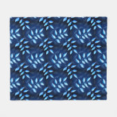 Elegant Indigo Blue Plant Patroon Fleece Deken (Voorkant (Horizontaal))