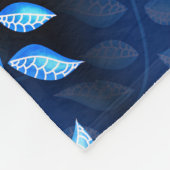 Elegant Indigo Blue Plant Patroon Fleece Deken (Hoek)