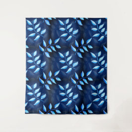 Elegant Indigo Blue Plant Patroon Wandkleed