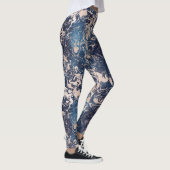 Elegant Indigo Blue Roze Cream Marble Pattern Yoga Leggings (Rechts)